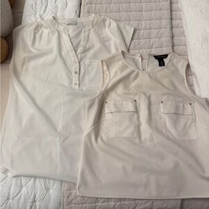 Cream Sleeveless Blouse Set